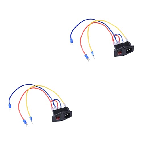 TEHAUX 2pcs Power Outlet Rocker Module Plug Fuse for Printer Parts Black Switch Fuse Switch Plug Adapter Black Suitable 