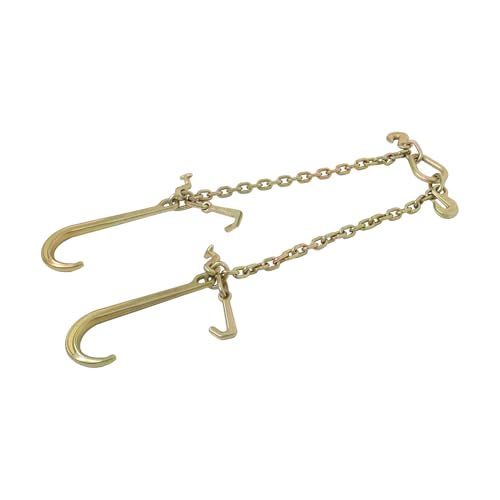 GXYWADY 3/8 X 2 V-Type J Hook Tow Chain Grab Hook Tractor Car Wrecker 0900134 Towing Chain Bridle 7800 lbs Safe Working Load G70 Steel