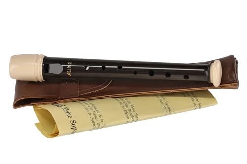 Aulos C-Garklein recorder Symphony 501S (baroque fingering, complete with bag and fingering chart, synthetic resin, bent windway), dark brown