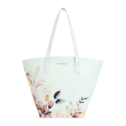 Image of Caprese Alaya Large Satchel Bag for Women | Stylish Floral Print Faux Leather Shoulder Bag with Multiple Compartments & Comfortable Handles | Perfect for Work, Travel, and Everyday Use