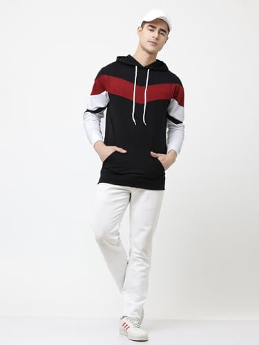 Image of LEOTUDE Men's Full Sleeve Hooded Sweatshirt Material Loopknit