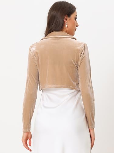 Image of Allegra K Long Sleeve Velvet Shrug Top for Women's Open Front Cocktail Party Cropped Bolero Cardigan