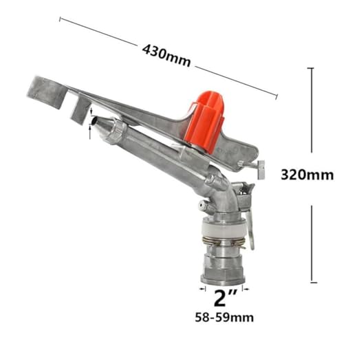 Pistola rociadora de riego, aspersor de 2 pulgadas, aspersor giratorio de 360° para granjas, huertos y jardines