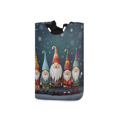 Jihqo Laundry Hamper Basket Christmas Gnomes Collapsible Nursery Storage Bin Waterproof Clothing Baskets for Home Bedroom Bathroom Washing Room
