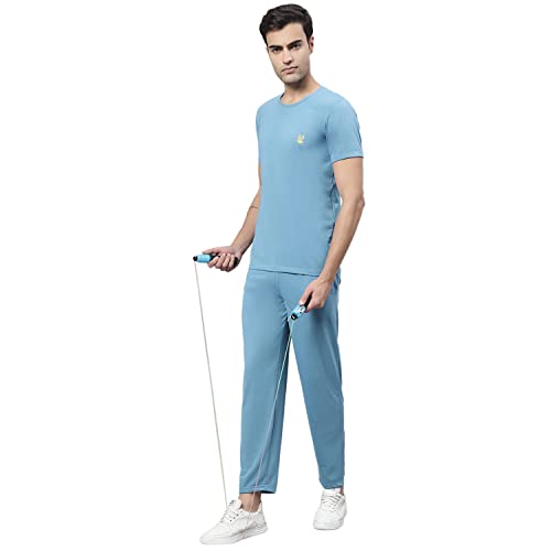 Image of Mack Jonney Cotton Solid Co-ord Set Tracksuit For Men (Pack of 2)-L.GRN T D13 BLU T D10 04-P