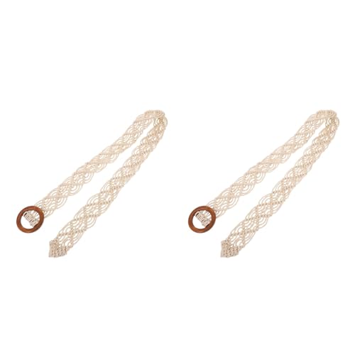 LUOZZY 2pcs Bohemian Braided Waist Belt with Wooden Buckle for Women Ethnic Fashion Accessory4