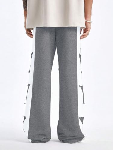 ZAFUL Men's Casual Straight Sweatpants Color Block Stars Pattern Joggers Long Wide Leg Baggy Sweat Pants Dark Grey XXL4