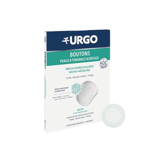 URGO Anti-Pickel-Patch - Micro-needling & Hydrocolloid - Niacinamid Kollagen Hyaluronsäure Vitamin E - Reinigt absorbiert Talg schützt 8h - Akne-neigende Haut - 9 Patches