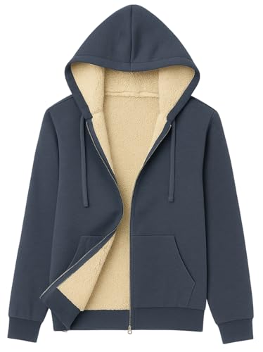 Image of ADBUCKS Hoodies for Women Winter Fleece Sweatshirt - Full Zip Up Thick Soft Fur Lined Hooded Jacket Coat