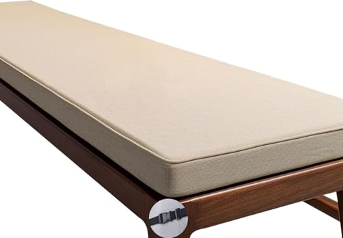 【滑り止め 取り外し洗える】ベンチクッション ソファークッション 高密度スポンジ 屋内 屋外 兼用 パティオ スイングチェア ダイニング キッチン オフィス チェア 収納ベンチ(Deep Beige,100x55cm/39x22in)