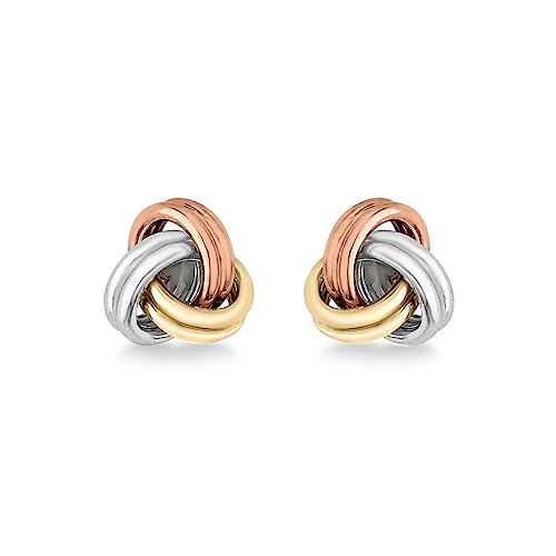 Boucles d'oreilles clou nœud or 9 ct tricolore Carissima 7 mm