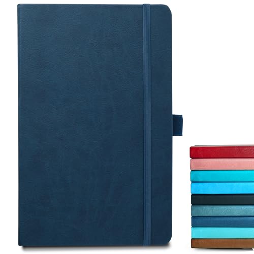 Image of Doodle Pack of 10 Personalized A5 Executive PU Leather Notebook Diary - Hard Bound Professional Office Notebook with Elastic Band, Ribbon Bookmark & Pen Loop | 160 Pages 80 GSM | Corporate & Personal Use - Blue