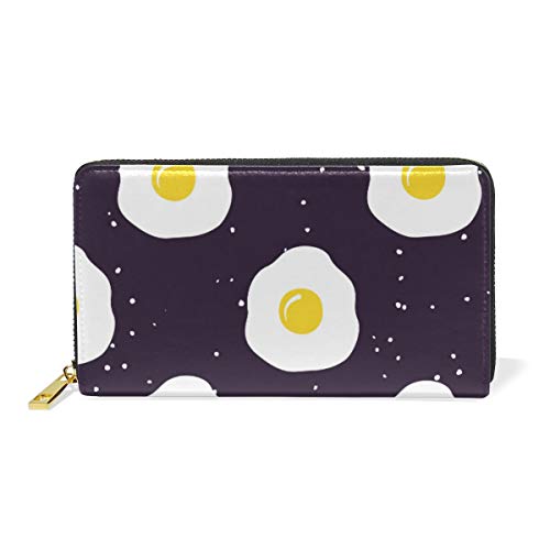 Preisvergleich Produktbild GIGIJY Geldbörse mit Spiegeleier-Muster, mehrere Kreditkartenfächer, Tasche für Frauen, echtes Leder, mit Reißverschluss