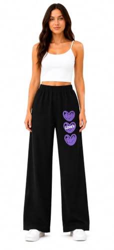 Image of Girls Wide Leg Casual Pant with Graphic Print Pack of 1