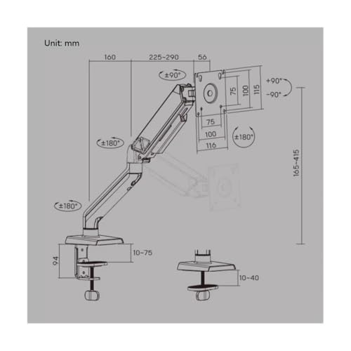 Bras de moniteur VESA 100x100 résistant jusqu'à 19,8 LB