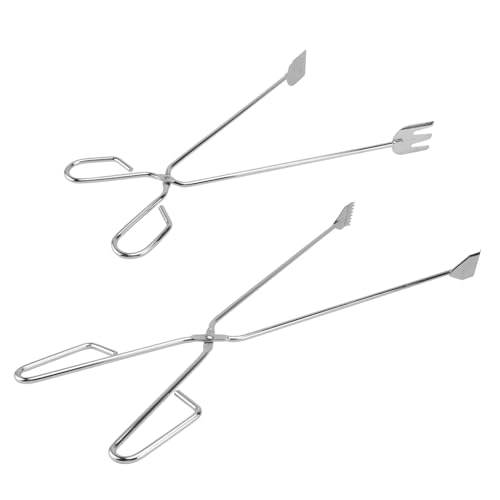 iplusmile Pinzas Para Carbón De Barbacoa Largas De Acero Inoxidable Para Uso Doméstico y Exterior, Juego De 2 Tamaños (33 Cm y 53 Cm), Resistentes Al Calor y Antideslizantes Para Parrilla y Fogones