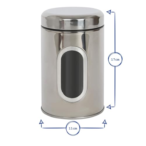 Harbour Housewares Tea Coffee and Sugar Canisters Set - Black - 3pc Transparent Window Airtight Food Storage Containers Kitchen Caddy Stainless Steel Storage Jars - Image 4