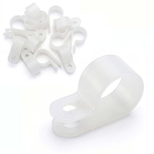 Image of BAOMAIN 5 /8-Inch R-Type Cable Clamps, 500-Pack Wire Nylon Wire Management Clips, UC-4 Screw-On Cord Fasteners for Home, Office, and Industrial Use
