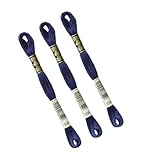 Bleu MYMERCERIE Lot de 3 échevettes 8m DMC Fil à Broder mouliné 117 100% Coton Bleu Marine 336