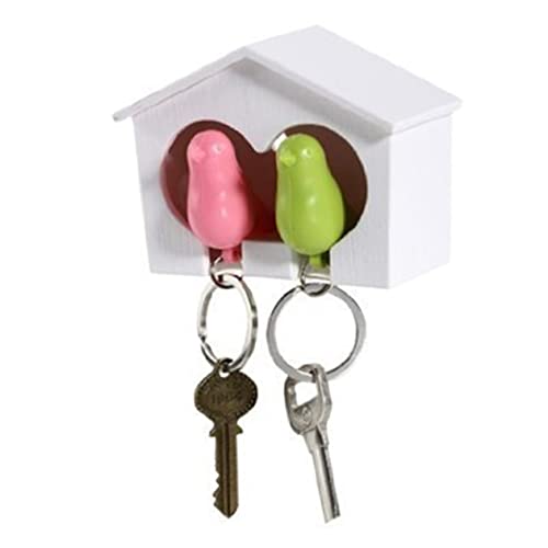 RORPOIR White Birdhouse Key Holder with Whistle Key Home Wall Mount Decoration for Organizing Keys and Accessories