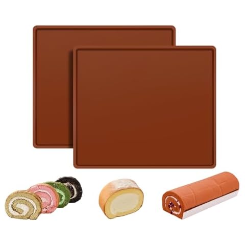 Victhur Silicone Baking Tray 11.8 x 10.2 Inches 2 Pieces High Temperature Resistant Swiss Roll Cake Pan Cookies Sheet Mold Pastry Mat Cover