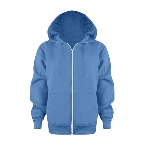 Boys Zip Up Hoodie Long Sleeve School Uniform Sweatshirt Oversized Athletic Sports Outwear Pullover Coats 3-12 Years