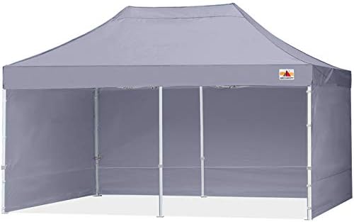 ABCCANOPY Pop Up Gazebo With Side Panels and Door Wall Commercial Shelters Instant Shade And Block Rain, Bonus Upgraded Roller Bag, 4 Weight Bags, Stakes and Ropes (3x6M,Black)