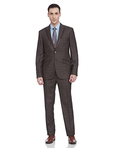 Image of Raymond Polyester Blend Men's Full Sleeve Contemporary FIT Dark Brown Formal Suit
