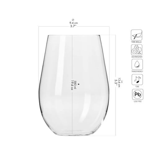 Image of Krosno Wine Glasses Set of 6, 19.6 oz, Harmony Collection