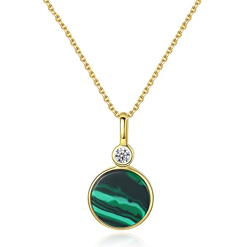 Collier émeraude malachite femme, pendentif plaqué or 18 carats, bijoux élégants