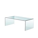 SMARTIK Glass Coffee Table, Small Modern Clear Coffee Tables for Living Room, Rectangle Tempered Glass Waterfall Sofa End Tables 39.4
