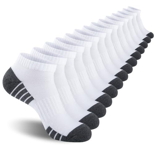 Heatuff Mens Cushioned Ankle Socks, Breathable Moisture Wicking Low Cut Casual Socks (7 Pairs)