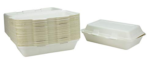 Bagasse 1 Compartment Take Away Box - 165 x 240 x 80mm - Set of 50 - Super Rigid Biodegradable, Compostable, and Recyclable Disposable Menu Boxes - Made from Natural Sugar Cane Pulp