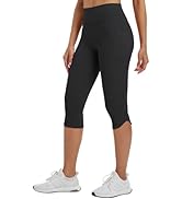 baleaf Womens 17" High Waisted Capri Leggings with Pockets Tummy Control Yoga Gym Capris Pants
