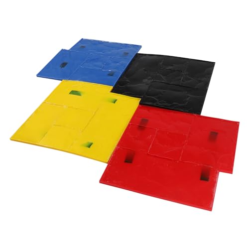 4Pcs Concrete Stamp Mats, 24 x 24 inch Concrete Texturing Skin with Handles, Realistic Concrete Texturing Mats, Decorative Rock Tile Pattern Texture Mat, Concrete Stamps Tool for Walls Floors