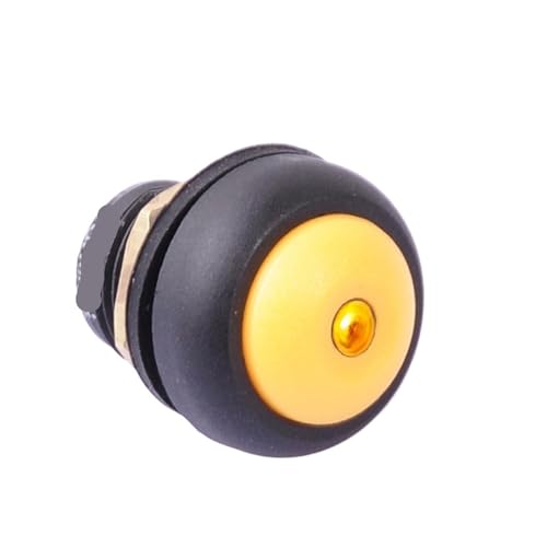 Interruptor de plastico de 12mm con LED amarillo con enclavamiento para control electrico 2