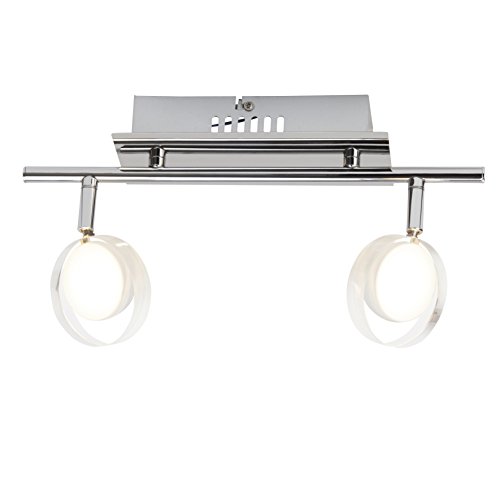 Brilliant Calvin Spot Tubo, de 2 focos, LED integrado, 2 x 5 W, 360 lúmenes, 3000 K, metal plástico, cromo g33213/15