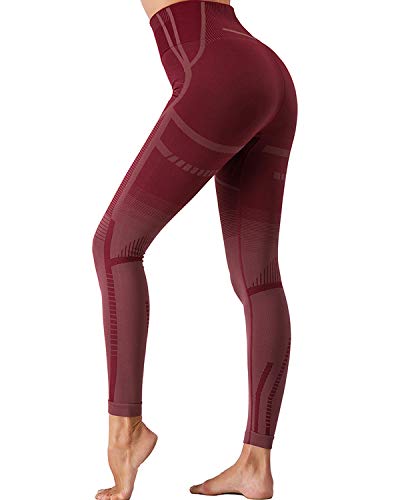 Dodoing Yoga-Leggings für Damen, nahtlos, hohe Taille, für Fitness, Workout, Laufen, Sport, Leggings, Bauch, Kompression, Yoga Gr. L, #4 Rot
