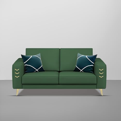 Image of Casaliving Falco 2 Seater Sofa Set for Living Room (Green Fabric) Premium Fabric Sofa