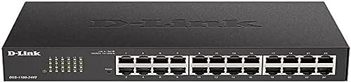 D-Link DGS-1100-24V2/E Smart Switch Gestito, 24 Porte Gigabit, Supporto VLAN, Funzionalità layer 2, QoS, 802.3az EEE, Senza Ventole - Solo cavo di alimentazione UE, Nero