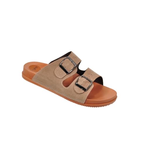 Sandália Birken Papete Feminina Masculina Unissex com Fivelas Ajustaveis Kadja (Pele, BR, Adulto, Nu