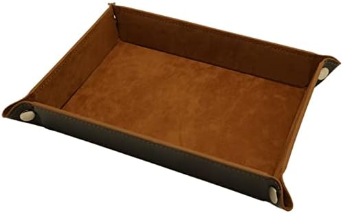 Socospace Valet Tray-leather and velvet,EDC Tray ,Catchall Tray for Jewelry,Wallets,Watches,Key,Phones,Glasses, Perfect for Nightstand,Entryway Table,Desk,Key Tray,Home Decor（Brown）