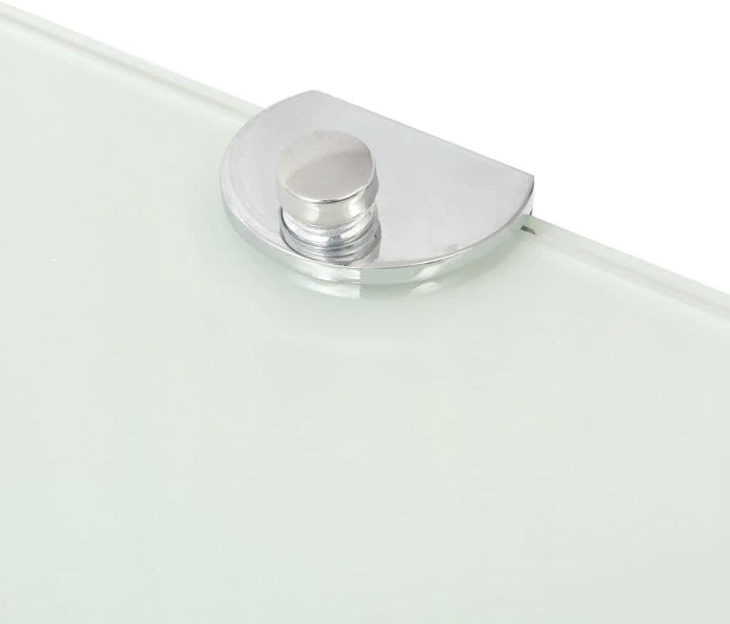 Modern Floating Corner Shelf, White Tempered Glass, 9.8 in x 9.8 in Triangular Wall Mounted Storage for Bathroom, Kitchen, Living Room Decor