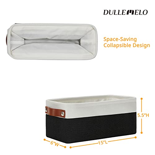 Image of DULLEMELO Toilet Paper Storage Basket with Leather Handles, for Back of Toilet, Bathroom Storage for Towels & Paper (White & Black)