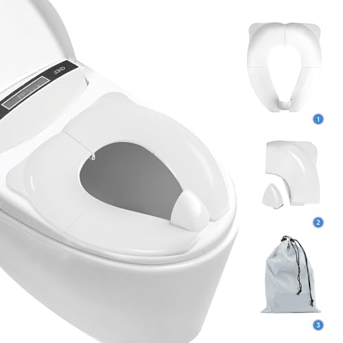 Pejoye Foldable Potty Toilet Training Seat, Potty Training Toilet Seat for Boys and Girls, Foldable Travel Toilet Seat Toddler with Travel Bag, Non-Slip Toilet Seat Covers with Splash Guard