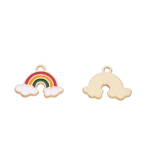 Image of Pack of 80 Rainbow Enamel Charms Gold Plated Colored Pendants Hawaii Style Accessories for Necklace Bracelet Jewelry Making DIY Crafting