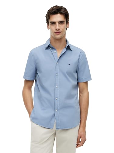 Image of Tommy Hilfiger Men's Short Sleeve Poplin Shirts in Regular Fit, Men's Button Down Shirts