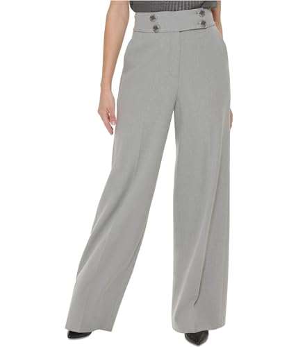 Calvin Klein Womens High-Waist Wide Leg Pants Gray 14
