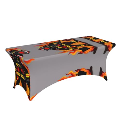 Housse de table rectangulaire extensible élasthanne imprimé pompier - 4