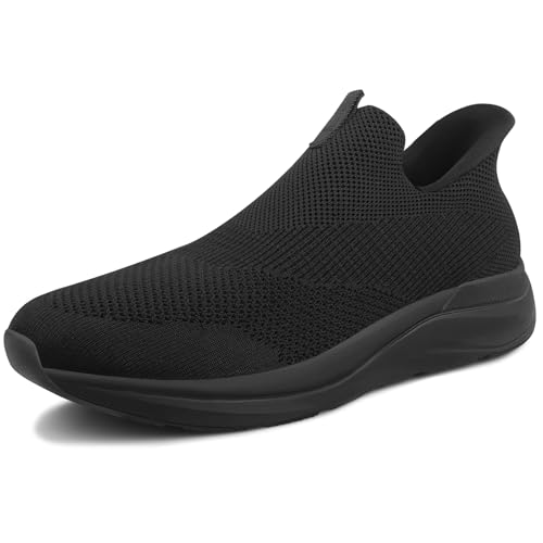 Image of Mens Slip On Walking Shoes Running Tennis Shoes for Athletic Workout Gym Casual Non Slip Training Sneakers Breathable Knit Upper Indoor Outdoor